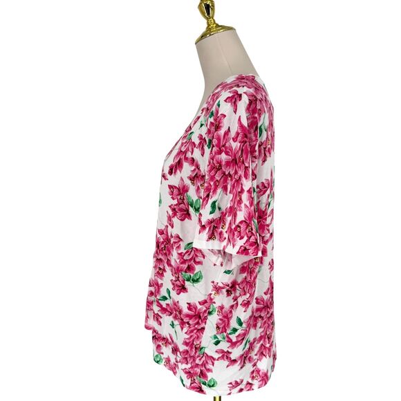 Talbots Kelly Cardigan Size 1X Summer Blossoms Floral Elbow Sleeve Cotton READ - Picture 7 of 12